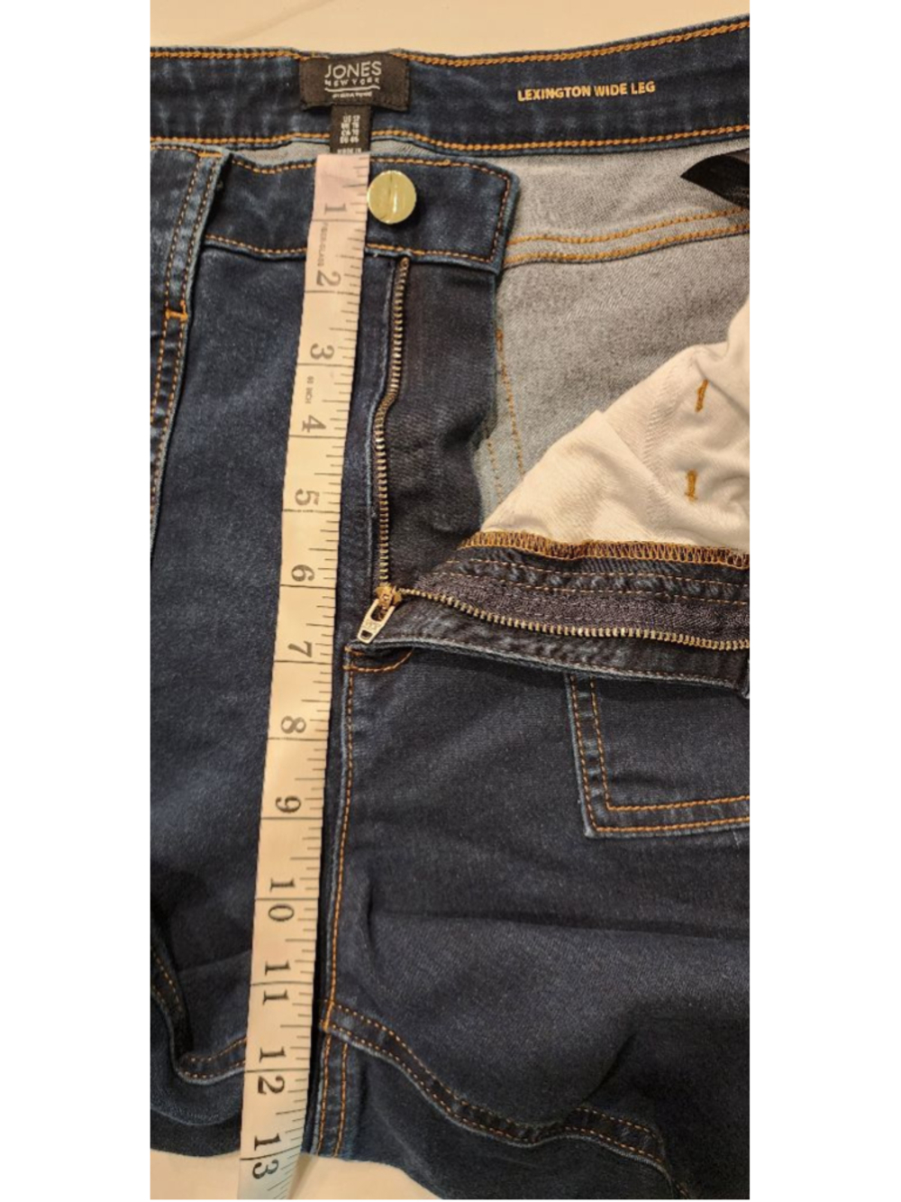 Jones New York Signature Lexington Wide Leg Jeans Women's Size 12 Dark Wash - Picture 12 of 13